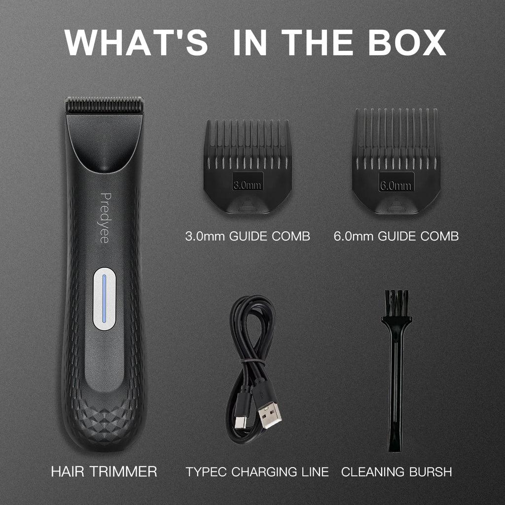Electric Trimmer for Men's Groin Hair: Versatile Body Groomer and Waterproof Pubic Hair Trimmer with Replaceable Ceramic Blade