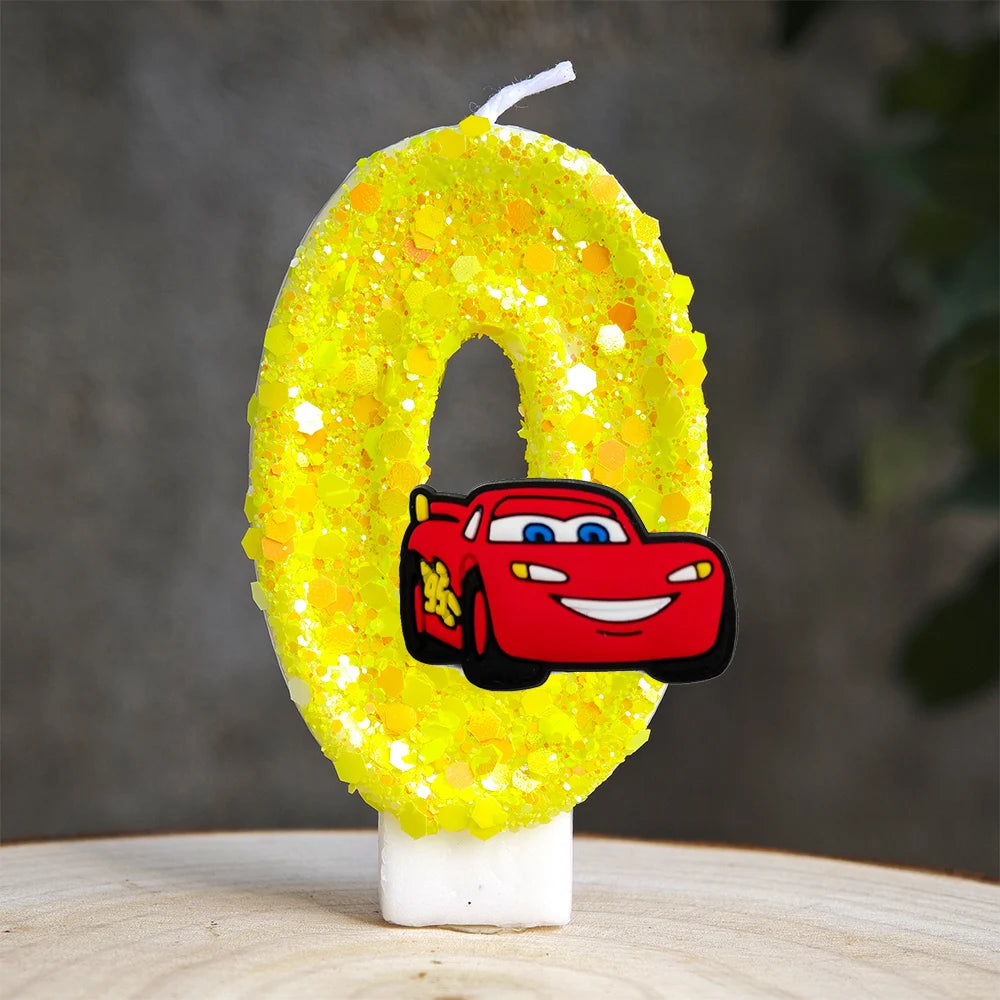 Mcqueen Candles Anime Cake Decor Theme 0-9 Number Candles Birthday Party Cake Topper Kids  Baby Shower  Gift Supplie