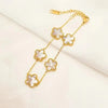1/2/3Pcs 18K Gold Plated Stainless Steel Five Leaf Bracelet for Women, Elegant Flower Design Necklace Bracelet Jewelry Gift