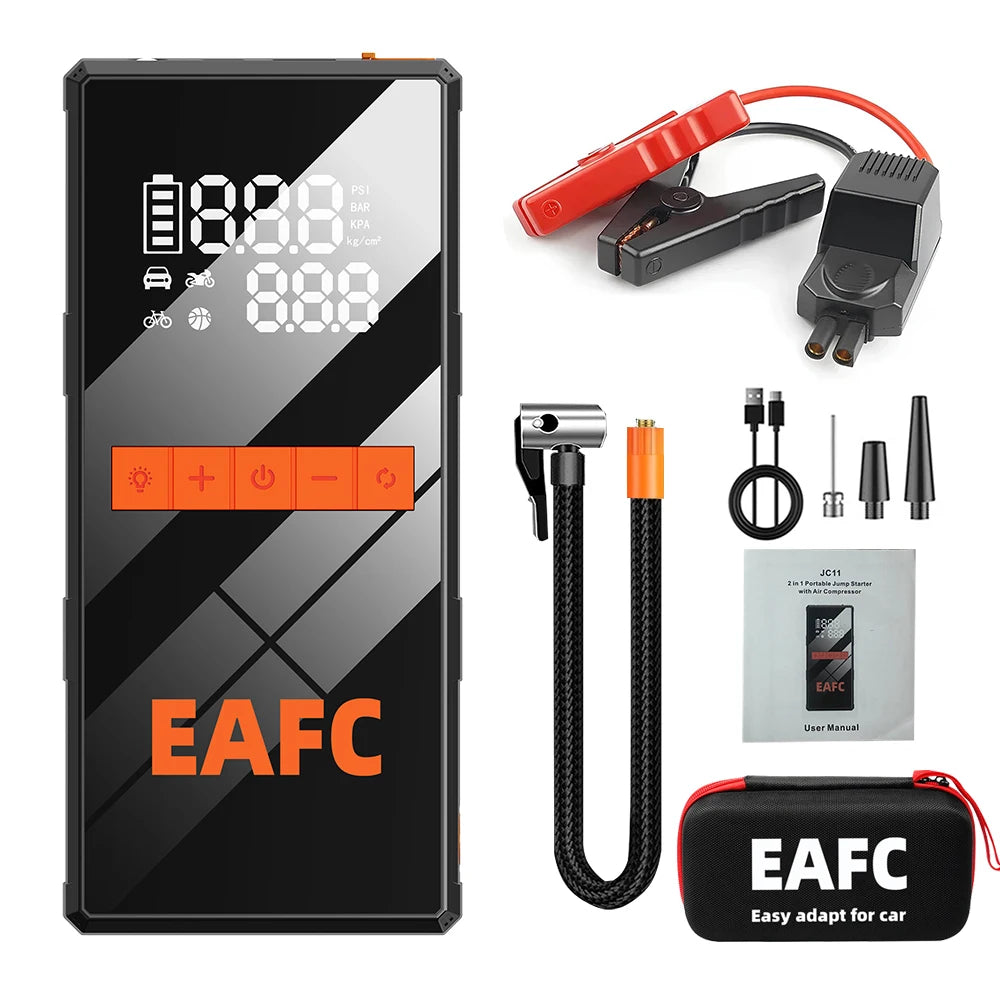 2 in 1 Car Jump Starter with Air Compressor Car Battery Emergency Boosters 1200A 12V Power Bank Portable Starting Device