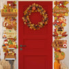 Happy Thanksgiving Day Door Banner Autumn Vine Wreath Dwarf Doll Ornament Gnomes Decorations for Home Tiered Tray Tabletop Decor