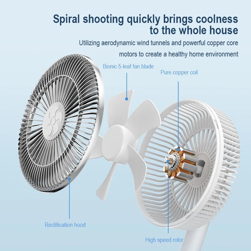Fans Portable Desktop Fan Home Office Dormitory USB Rechargeable Small Electric Fan Air circulators High Wind Table Fan 7200mAh