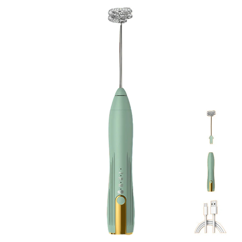 Electric Egg Beater 3 Speeds Mini Stirrer Whipper Stainless USB Rechargeable 1500mAh Wireless for Latte/Cappuccino/Hot Chocolate