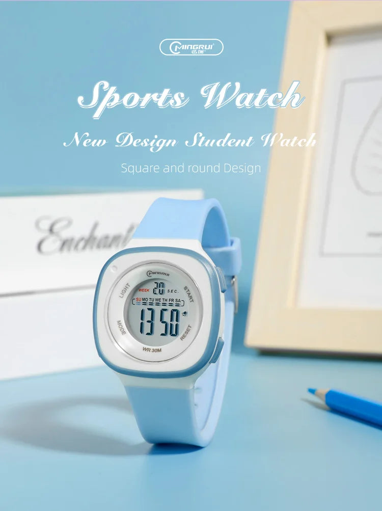 Children Watches Waterproof Purple Digital Kids Watch For Boys Girls Fashion Student Electronic Wristwatch Alarm Clocks