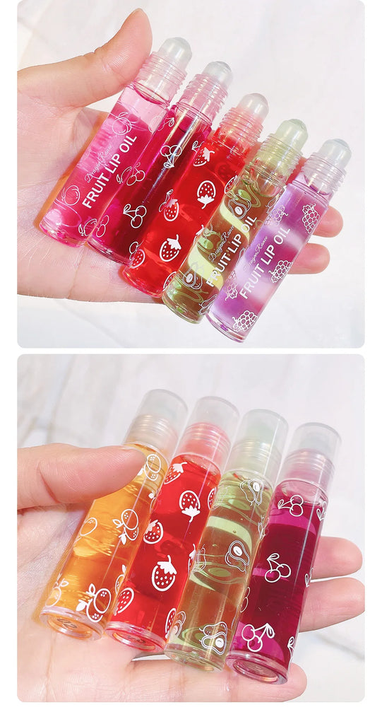 Hydrating Lip Oil Roller Gloss Moisturizing Nourishing Lip Balm Transparent Colorless Fruit Avocado Lip Care