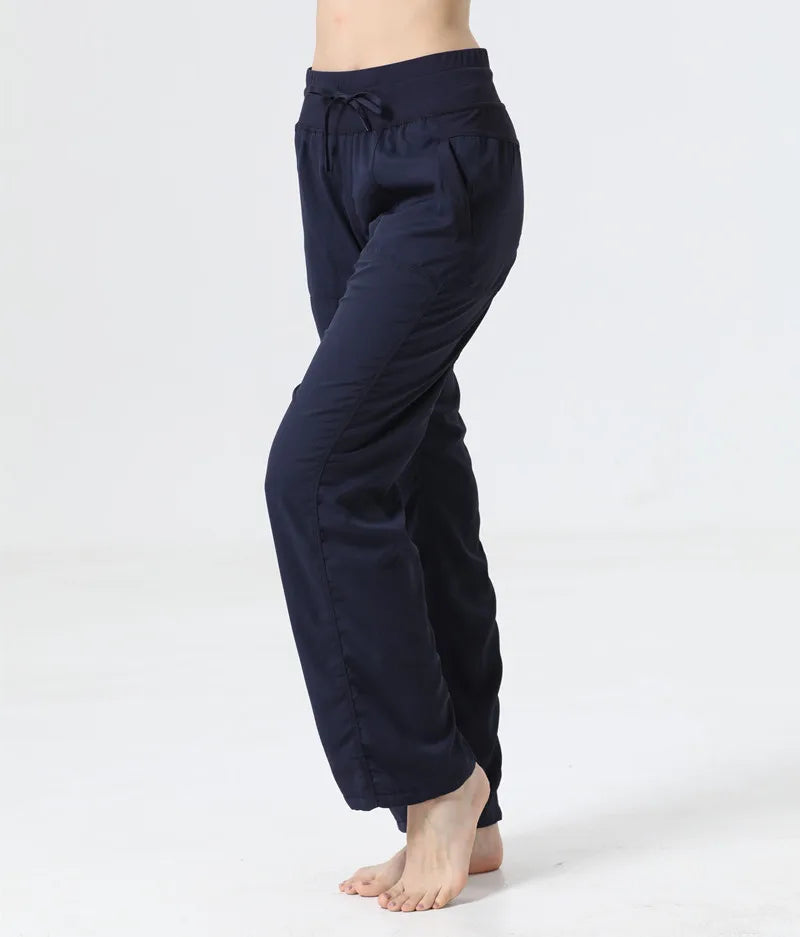 Women's New Folded Yoga Pants Super Soft Loose Micro Horn Fitness Commuter Leisure Sports cropped pants