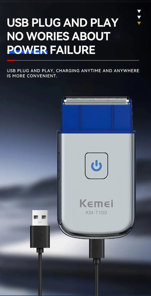 Kemei Electric Mini Reciprocating Razor Men Mobile Portable Electric Cordless Shaver Rechargeable Single Blade Shaving Machine