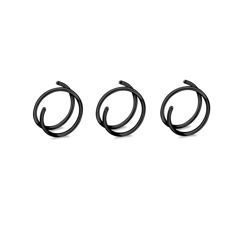 2/3/5Pcs Double Nose Rings for Women, 316L Stainless Steel Lip Rings Labret Ring Nose Hoop Piercing Studs Nose Piercing Jewelry
