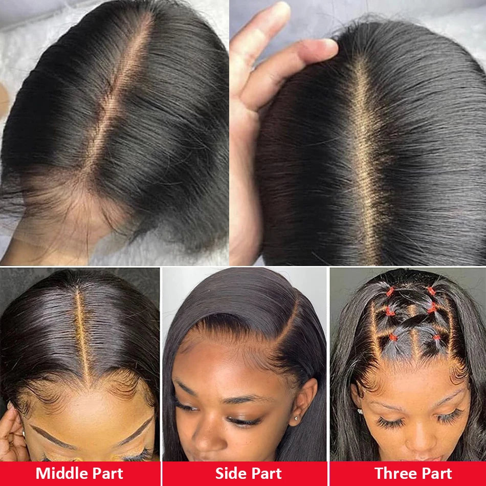 250 Density Straight 13x6 HD Black Lace Frontal Wigs 5x5 Glueless 30 40 Inch 13x4 Lace Front Human Hair Wig Bone Closure Wear Go