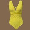 Women Bikini Set Swimsuit Sexy V Neck Solid Color Laser Cutting Flower Swimsuit Beachwear Luxury Summer Beachwear Dress