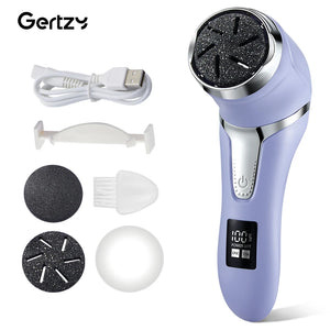 Rechargeable three head electric scab remover with chip removal vacuum cleaner, portable foot repair kit, LED display screen