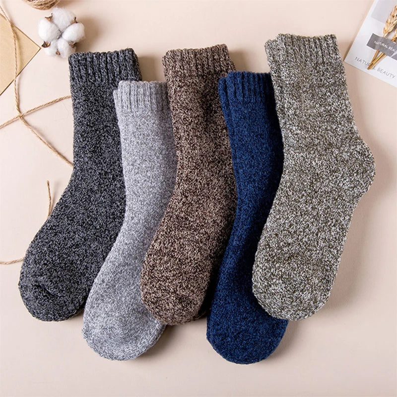 5 Pairs Thicken Warm Socks Men Autumn Winter Harajuku Socks Towel Keep Warm Winter Crew Socks Christmas Gift Socks For Man