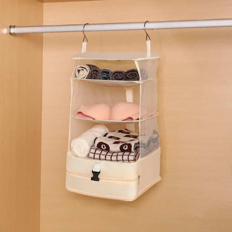 1pc Hanging Travel Clothes Storage Bag Large Capacity Underwear Storage Bag Business Trip Tourism Hotel Wardrobe Hanging Bag