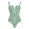 Women Bikini Set Swimsuit Sexy V Neck Solid Color Laser Cutting Flower Swimsuit Beachwear Luxury Summer Beachwear Dress