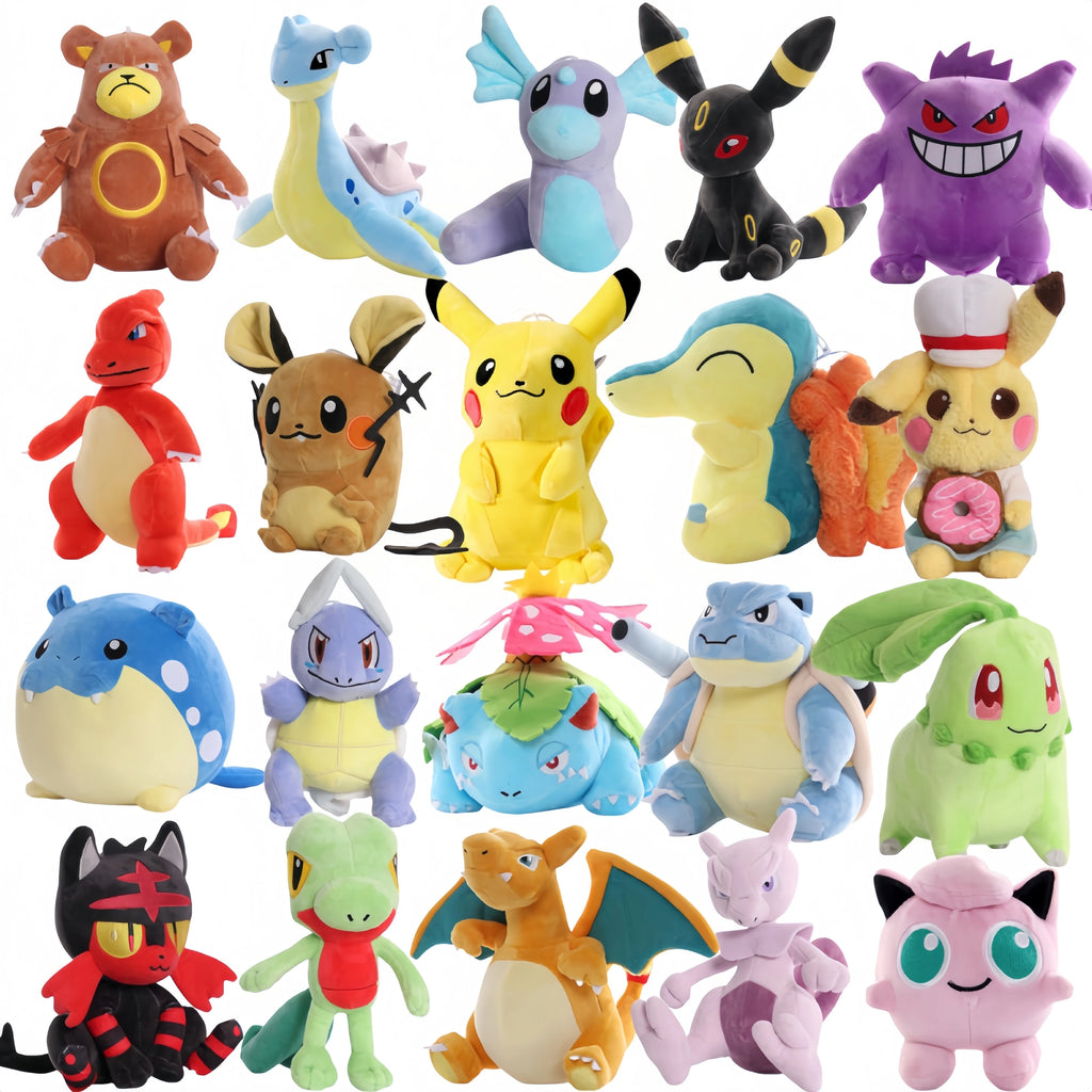 Pokemon Plush Toys Colorful Black Pikachu Aerodactyl Dragonite Charmeleon Lapras  Peluche Charizard Gengar Mewtwo Stuffed Doll