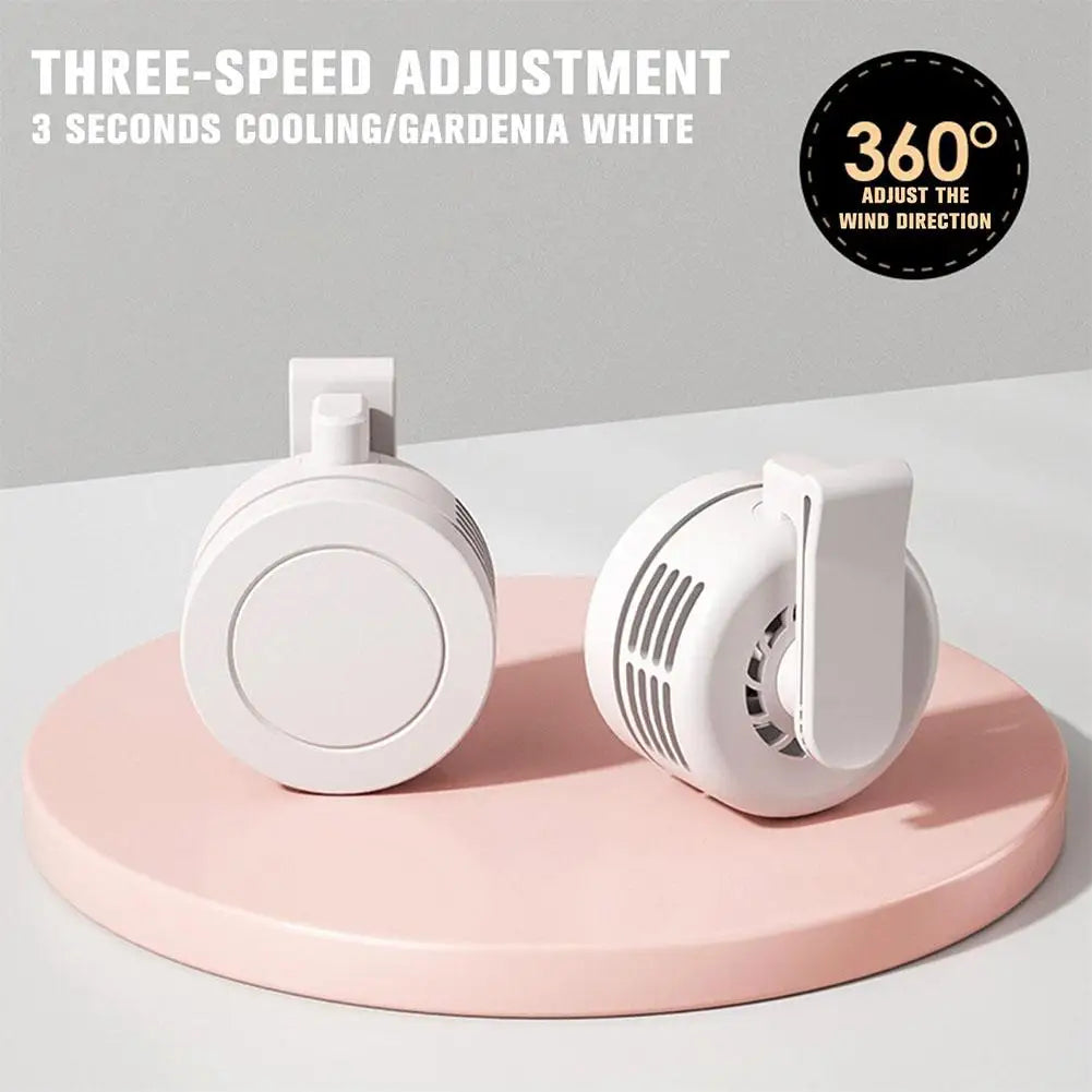 Portable Fan Clip-on Wearable Neck Fan 3-speed Belt Fan Powered By Rechargeable Battery USB Rechargeable Pocket Fan 360 Degree
