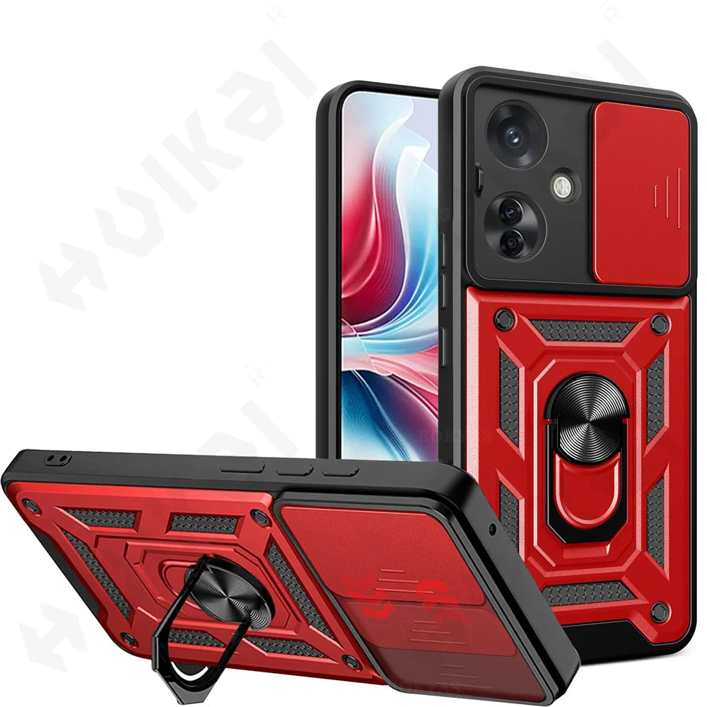 Case for OPPO Reno 11F 11 10 5G Pro Camera Lens Cover Phone Case Ring Stand Armor TPU Antill Silicone Rotate Cover