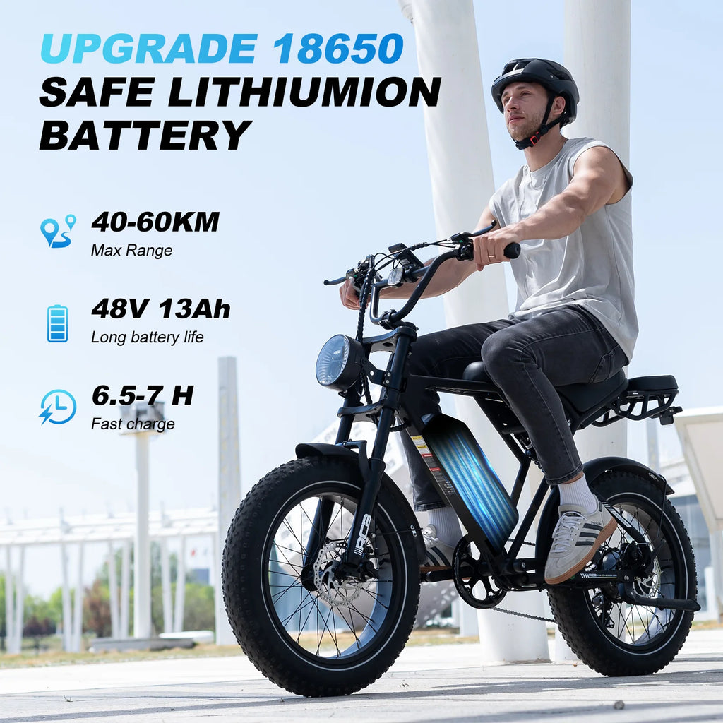 RCB 20'' E Bike, Electric Mountain Bike for Adults, Commuting Electric Bike with Removable 48V 15Ah Battery & APP, Range 40-60KM
