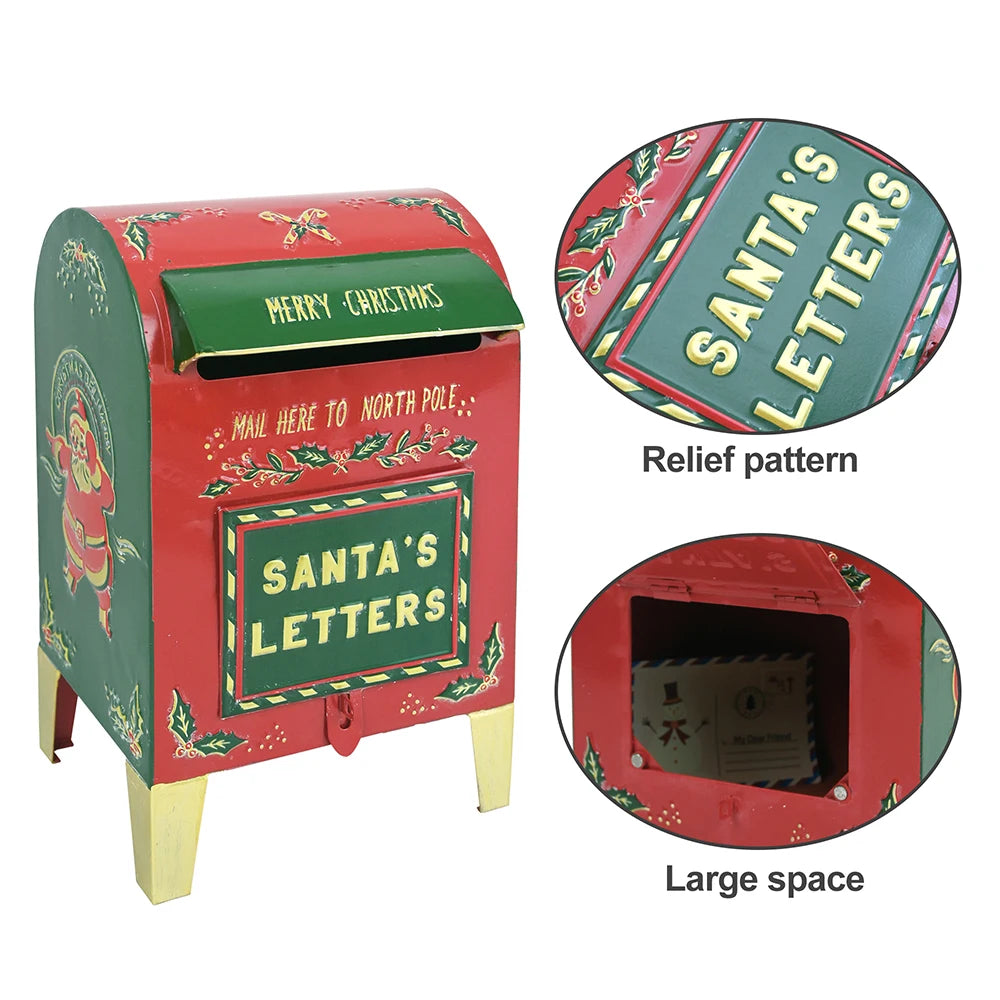 Santa Mailbox Farmhouse Christmas decorations Outdoor Garden Metal Mailbox Christmas Wishing Mailbox Leaving Message Post Box St