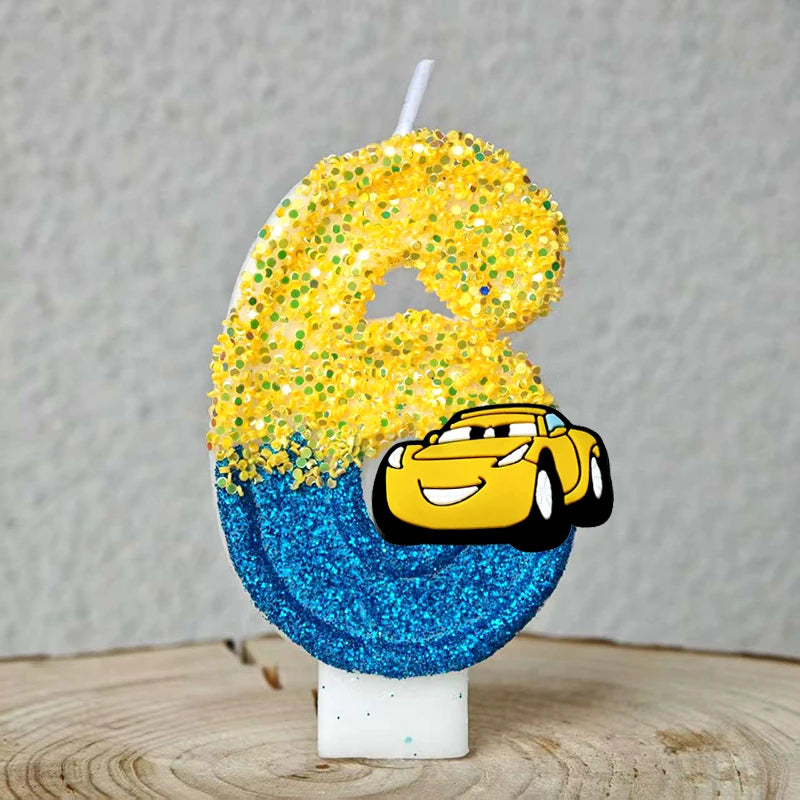 Mcqueen Candles Anime Cake Decor Theme 0-9 Number Candles Birthday Party Cake Topper Kids  Baby Shower  Gift Supplie