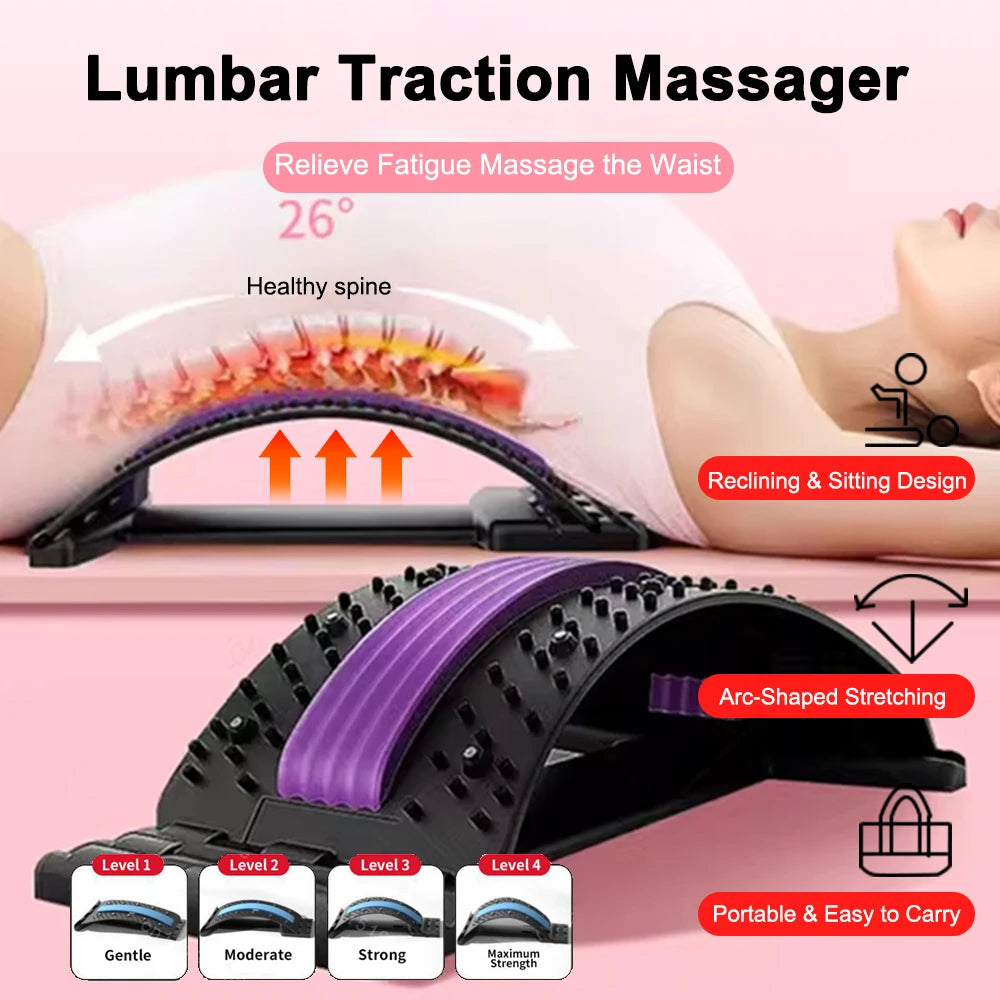 Back Stretcher Multi-Level Adjustable Massager Waist Neck Fitness Lumbar Cervical Spine Cervical Spine Support Massager Tools