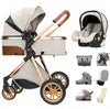 Luxurious Baby Stroller 3 in 1 Portable Travel Baby Carriage Folding Prams High Landscape Aluminum Frame Car for Newborn Baby