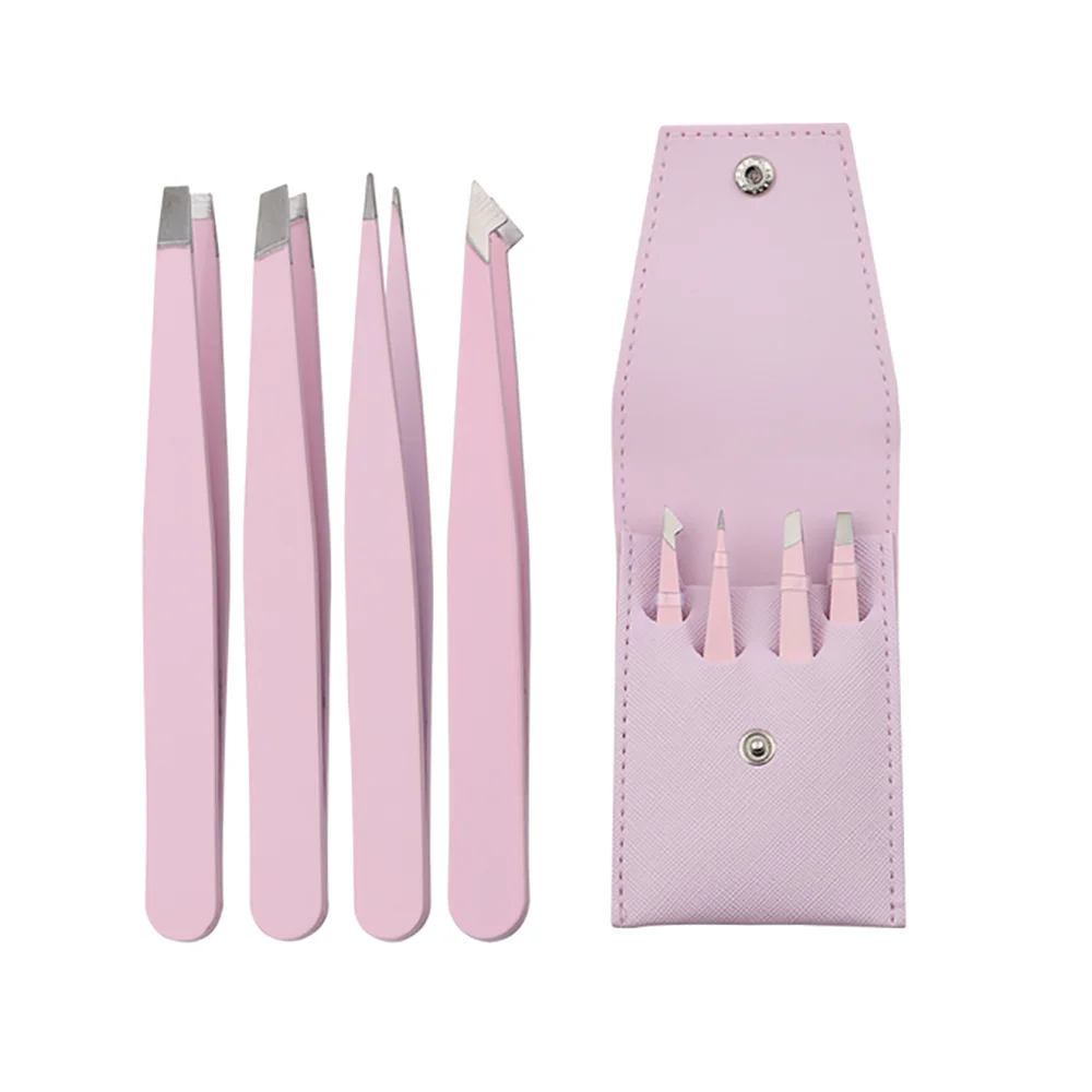 Tweezers Set 4piece Professional Stainless Steel Tweezers Precision Tweezers for Eyelash Extension Eyebrows Facial Blackhead