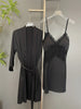 Sexy Female Nighty&Robe Set Lingerie Spring Summer Bathrobe Nightgown Two Piece Set Loose Silk Satin Home Dress Lounge Wear
