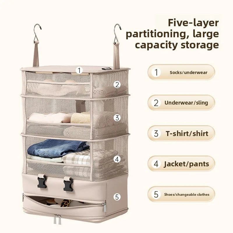 1pc Hanging Travel Clothes Storage Bag Large Capacity Underwear Storage Bag Business Trip Tourism Hotel Wardrobe Hanging Bag