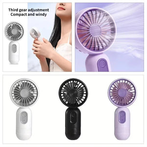 Mini Portable Fan USB Charging 3-Speed Handheld Small Fan Suitable for Office, Student Dormitory, Outdoor Travel and Camping