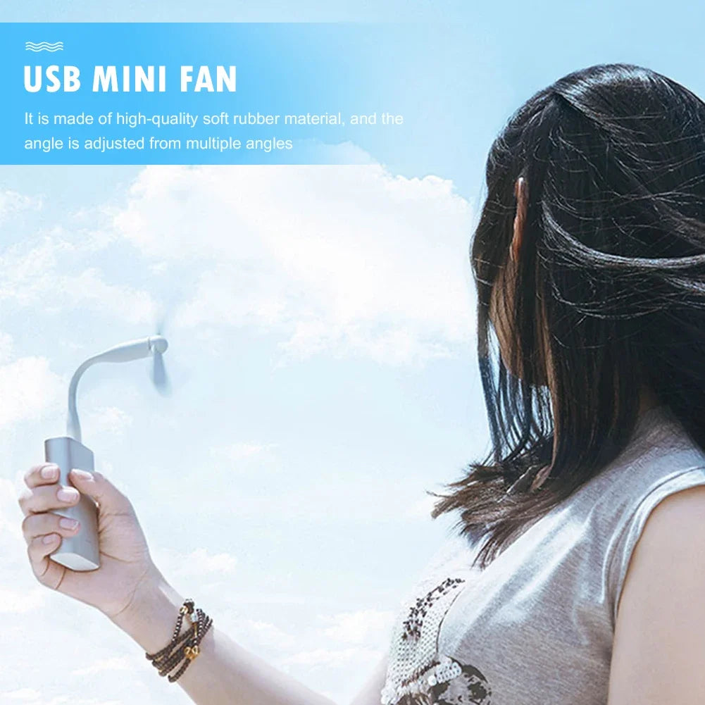 USB Electric Fan Flexible Bendable Fan For Power Bank Laptop PC AC Charger Portable Hand Cool Mini Fan Computer Summer Gadget