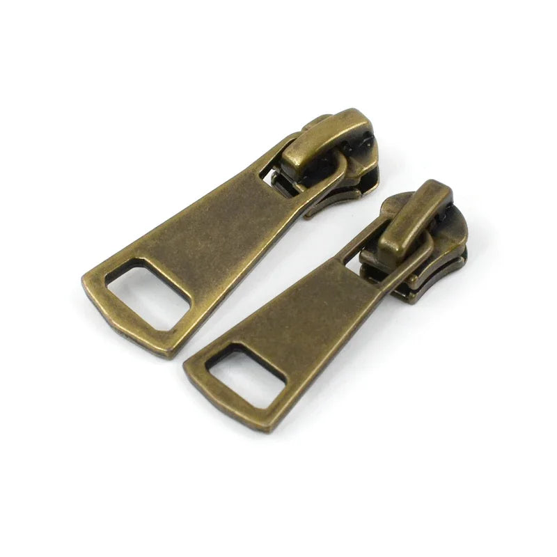 5/10Pcs Meetee 5# Bronze Zipper Slider Pull for Metal Zippers Sewing Bag Zips Puller Head Clothes Zip Repair Kit DIY Accessories