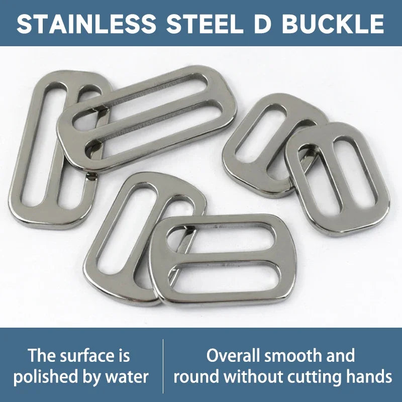 2-10Pcs 20-38mm Stainless Steel Bag Strap Buckles Tri-Glide Slider Ring Buckle Garment Belt Clip Clasp Adjuster Hook Accessories