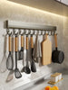 Kitchen Hook Wall Mounted Kitchen Storage Rack Storage Row Hook Holder No Punch Shelves with Movable Hook Kitchen Utensil