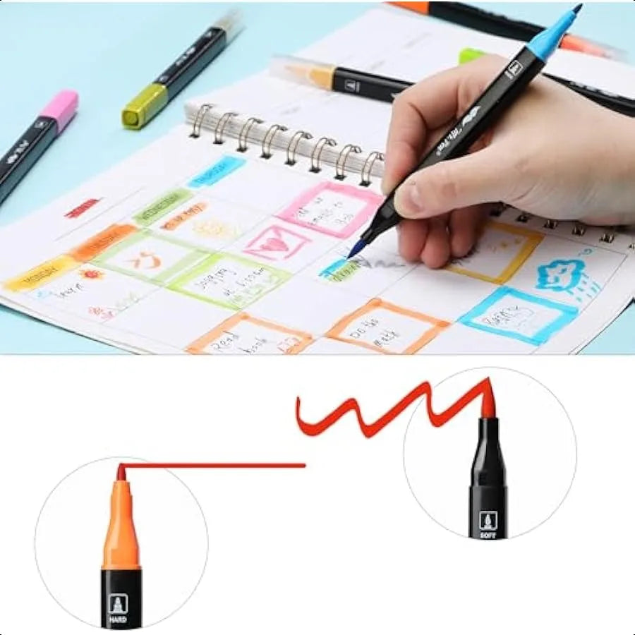 Easter Basket Essentials Dual Tip Brush Pens 12 pcs Vibrant Colors Brush and Fine Tip Marker Dual Tip Markers Art Markers for A