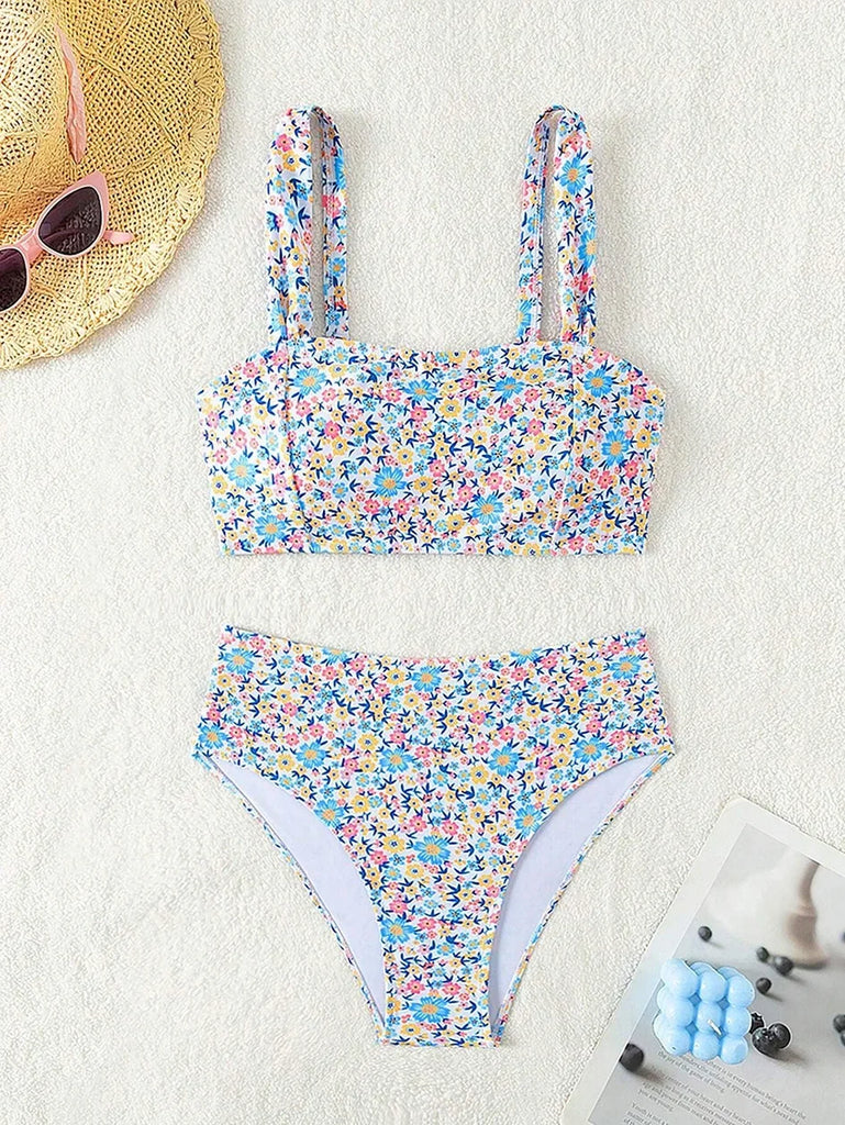 Sexy Floral Print Female Swimsuits Women Bikini 2025 Swimwear High Waisted Bikinis Sets Two Pieces Bandeau Bathing Suit Beahwear