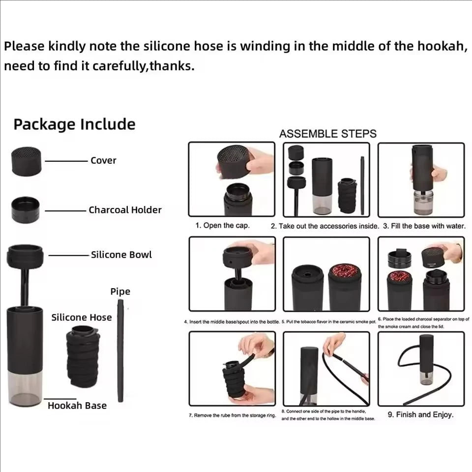 Portable Car Hookah Set with Silicone Hose Mini Shisha for Outdoor Travel Mobile Shisha Narguile Chicha Cachimbas