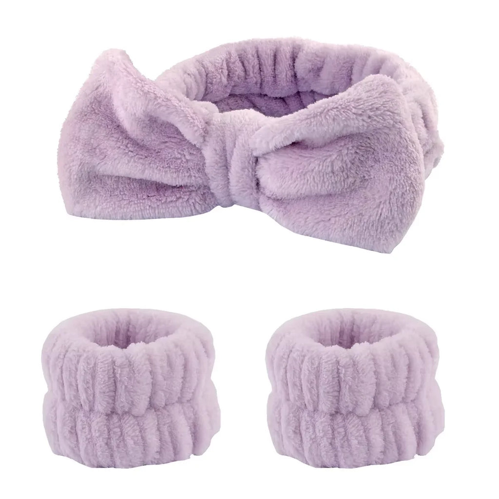 Cute Plush Wristband Hair Tie Makeup Mask Moisture Proof Sleeve Cover Hair Ring Headphone Women