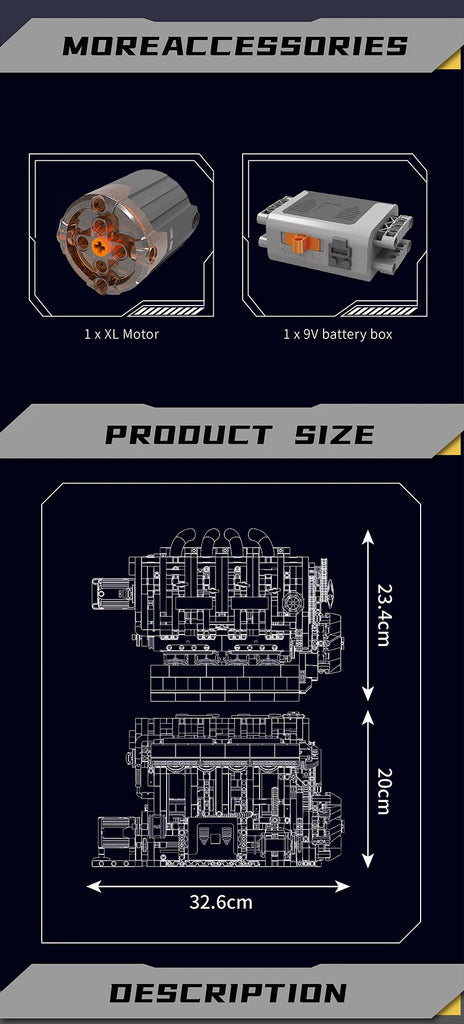 Mould King 10131 Technical Car Building Block Motorized BGT Supercar With W16 Engine Building Block Brick Kids Christmas Gift