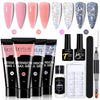 LILYCUTE 15ml Nail Extension Gel Kit Soak Off UV Gel Acrylic White Clear Pink Gel Nail Polish LED Lamp Manicure Set For Nail Art
