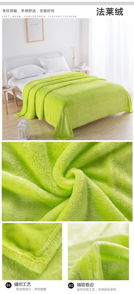 Flannel Spring Autumn Blanket Extra Soft Comfortable Nap Shawl Blankets Solid Warm Multi-functional Skin Friendly Throw Blanket