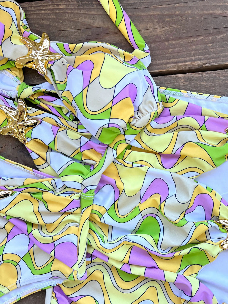 Sexy Starfish Bikini Set With Skirt Women Two-Pieces Swimsuit 2025 New High Fork Skirt Set Biquini Swimwear For Girl Clothing