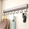 Kitchen Hook Wall Mounted Kitchen Storage Rack Storage Row Hook Holder No Punch Shelves with Movable Hook Kitchen Utensil