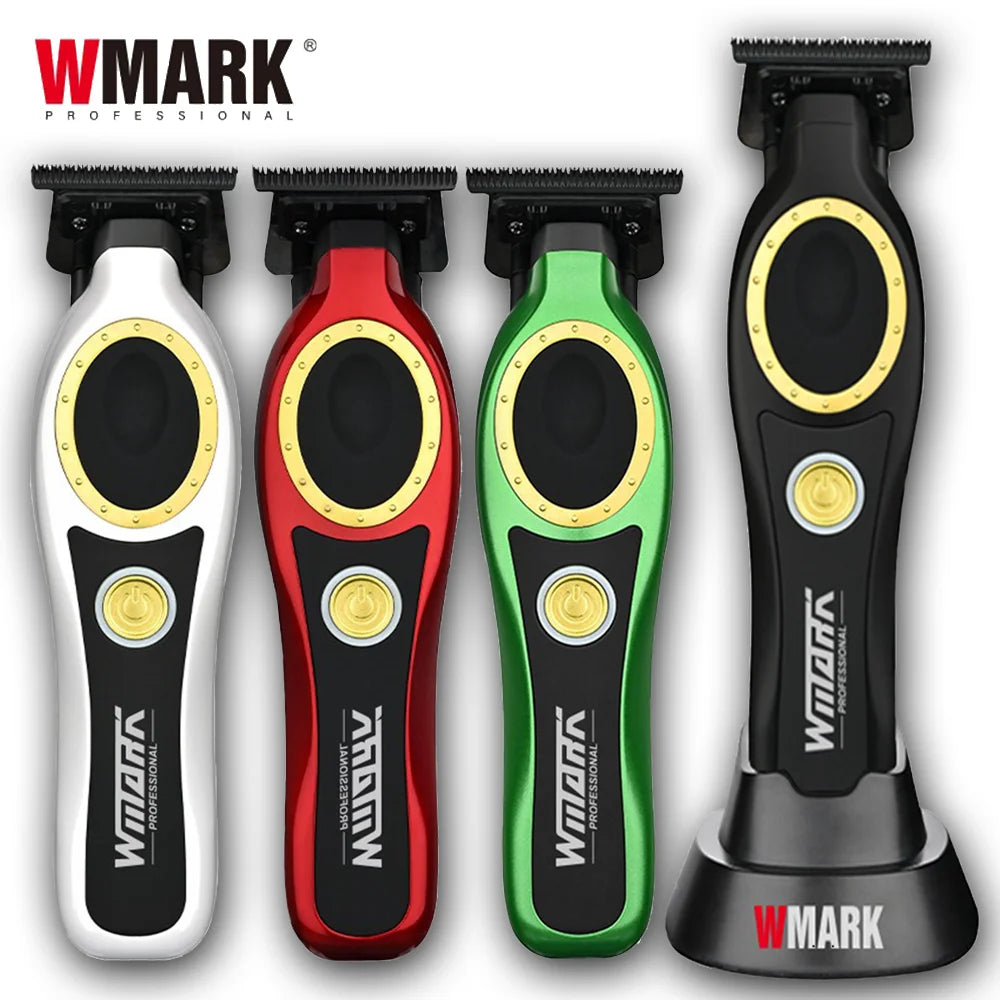 WMARK NG-7230 Professional Hair Clipper Ceramic Titanium Plated Blade 7500RPM Men's Trimmer Engraving Push with Charging Base