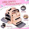 Large Travel Makeup Bag Organizer With 4 Removable Cases And 1 Jewelry Organizer Roll, Multiple Storage Pockets Cosmetic Bag