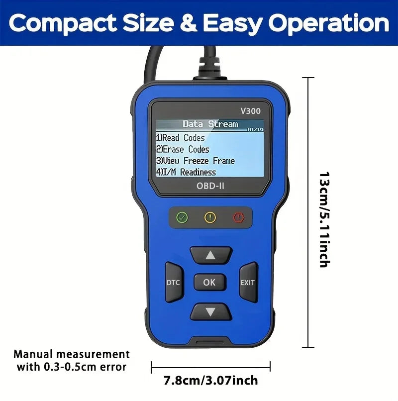 Automotive Diagnostic Tool with Fast Response for Engine Faults,Full OBD2 Modes,Suitable for All Cars After 1996,Without Battery