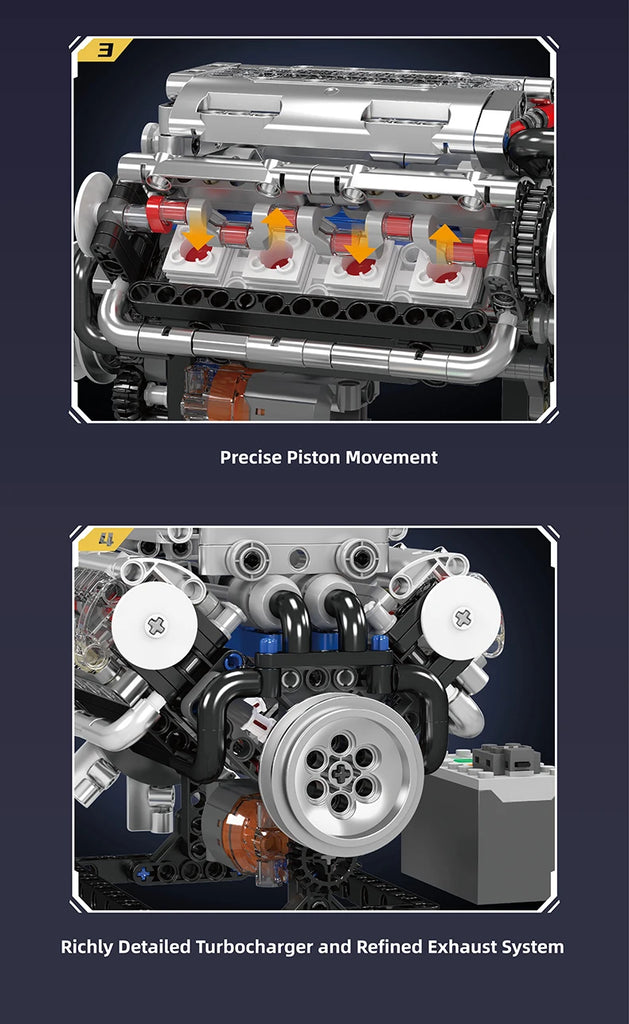 Mould King 10131 Technical Car Building Block Motorized BGT Supercar With W16 Engine Building Block Brick Kids Christmas Gift