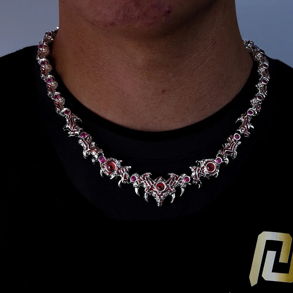 Hip Hop Jewelry New Fashion Jewelry Evil Eye Necklace Luxury Red CZ High Quality Men Women Eye Necklace Drop shipping  ﻿