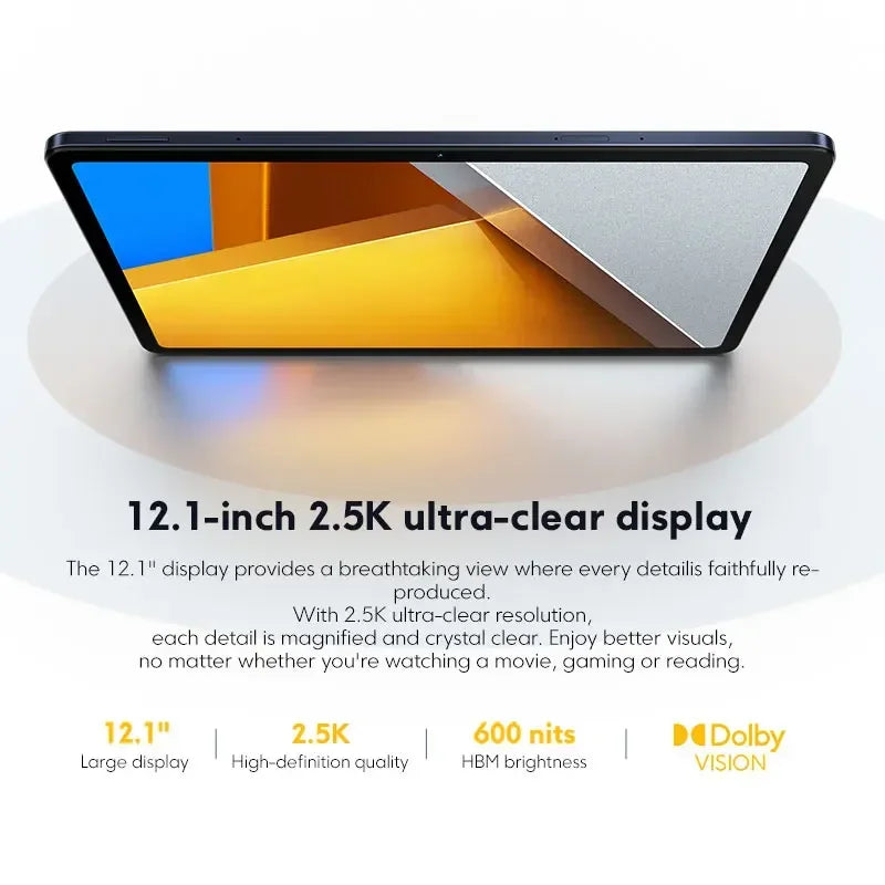 Global Version POCO Pad Tablet 12.1'' 120Hz 2.5K LCD Display Snapdragon 7s Gen 2 Octa core 10000mAh Battery 33W Charging