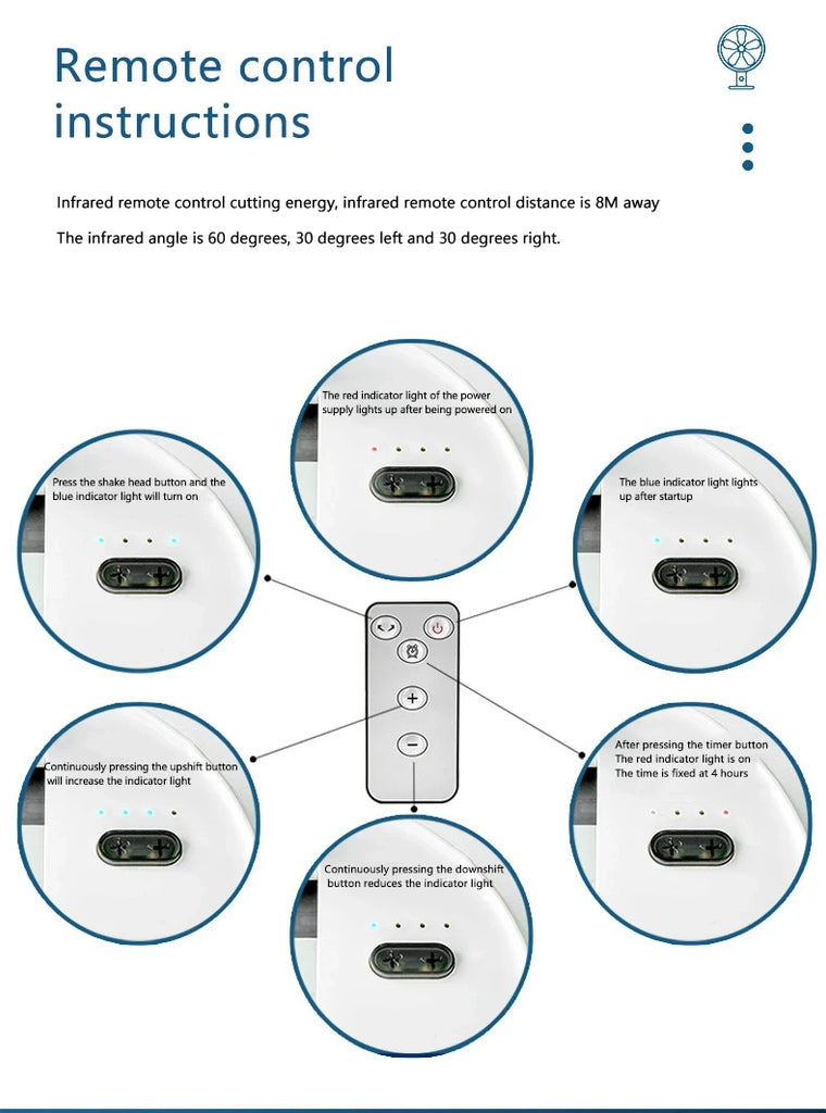 Portable Oscillating Standing Fan with Remote Controller Foldable Desk Fan Rechargeable Battery Powered Pedestal Fan for Camping
